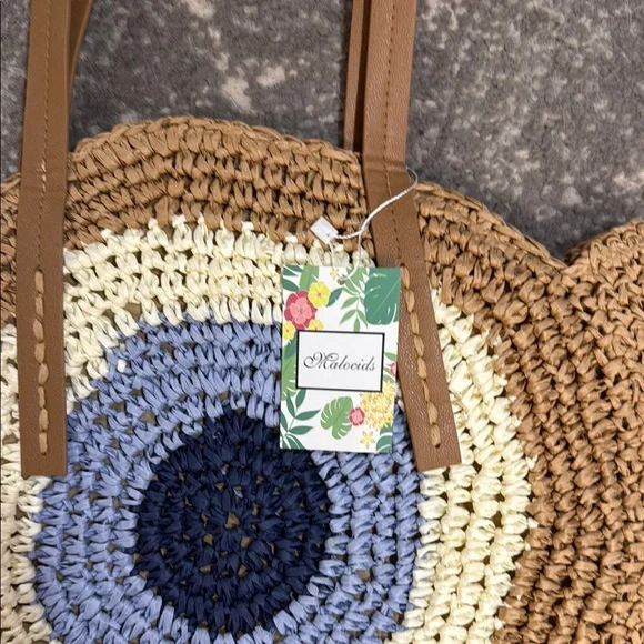 Handmade Multicolor Straw Tote Bag - Picture 2 of 2